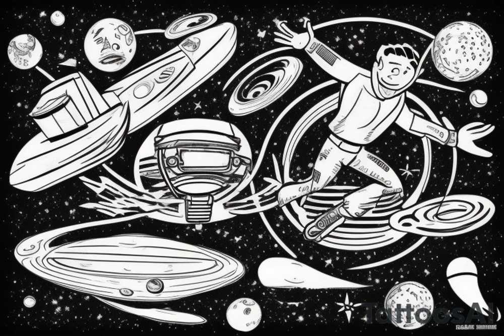 a guy jumping off a planet tattoo idea