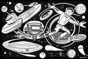a guy jumping off a planet tattoo idea