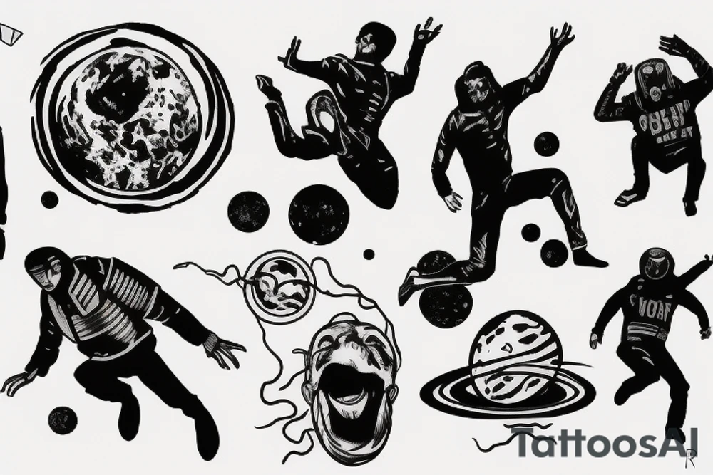 a guy jumping off a planet tattoo idea
