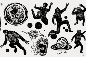 a guy jumping off a planet tattoo idea