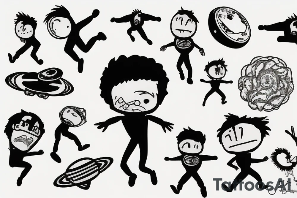 a guy jumping off a planet tattoo idea