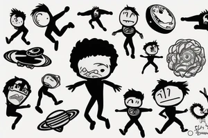 a guy jumping off a planet tattoo idea