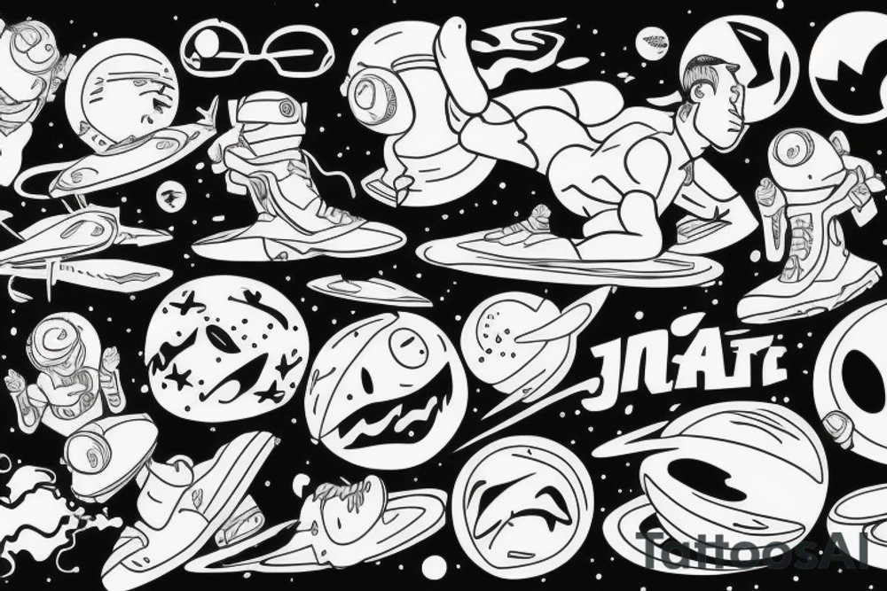 a guy jumping off a planet tattoo idea