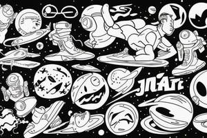 a guy jumping off a planet tattoo idea