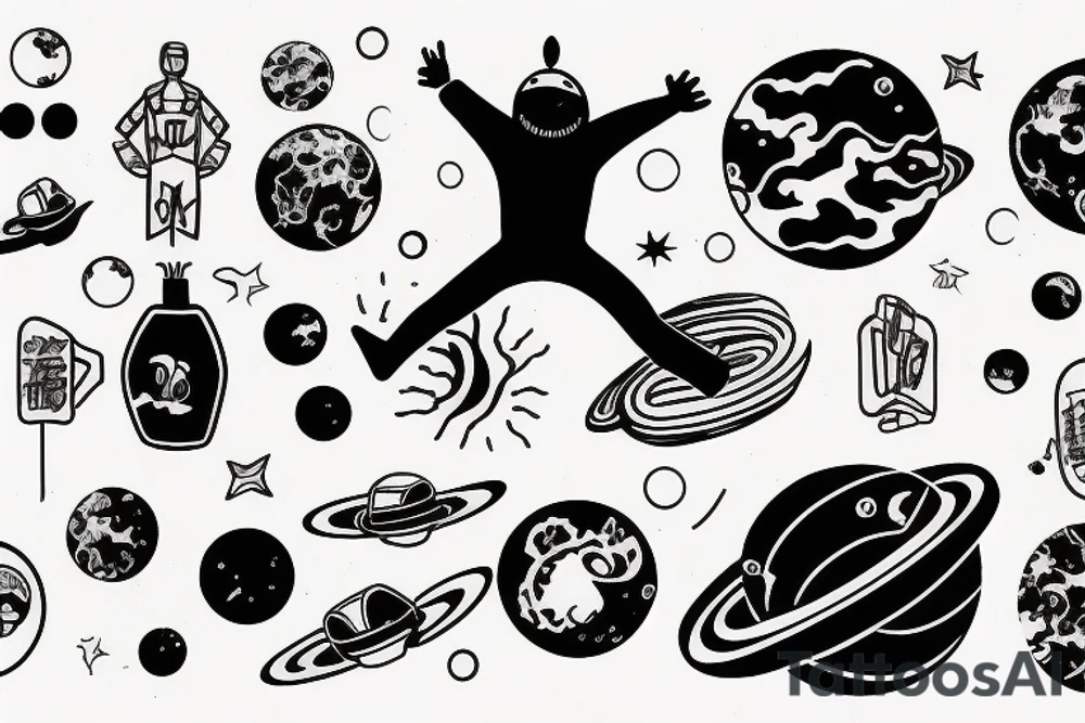 a guy jumping off a planet tattoo idea