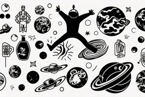 a guy jumping off a planet tattoo idea