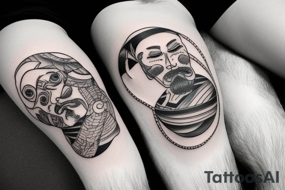 a man relaxing on a planet tattoo idea