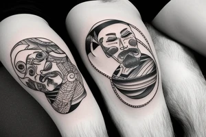 a man relaxing on a planet tattoo idea