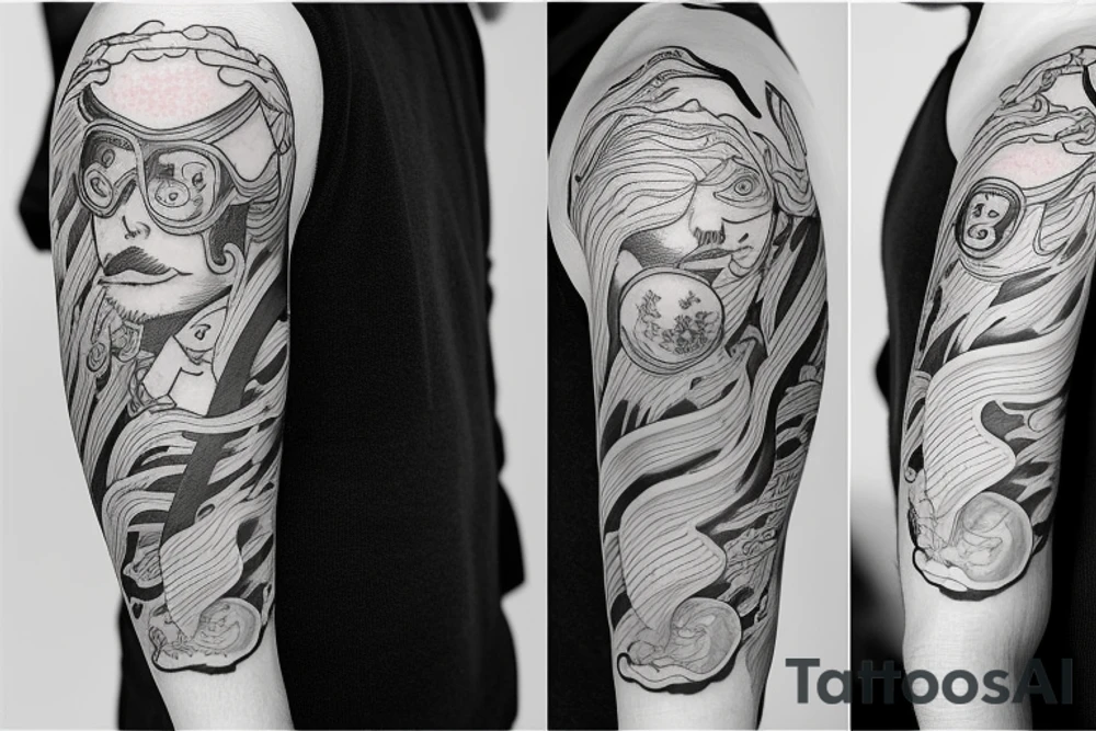 a man relaxing on a planet tattoo idea
