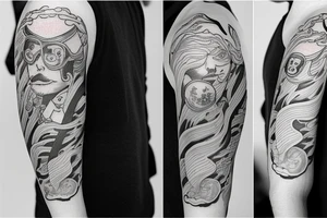 a man relaxing on a planet tattoo idea