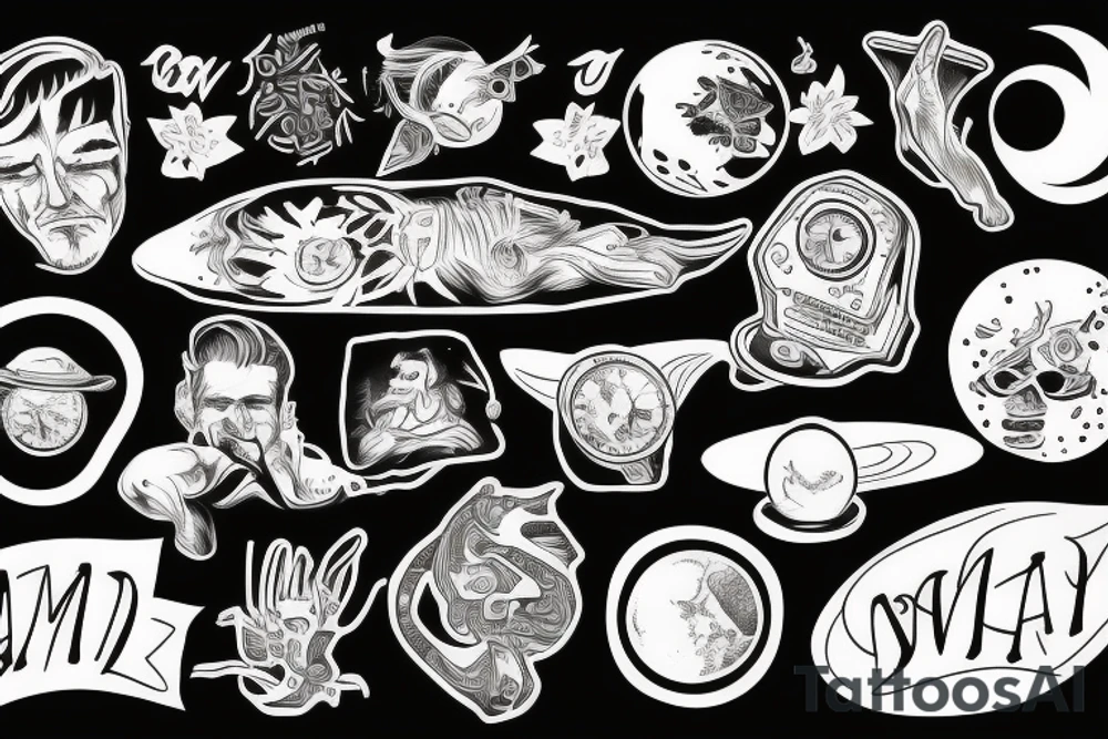 a man relaxing on a planet tattoo idea