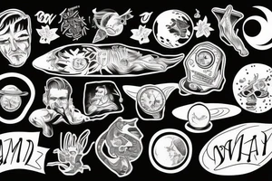 a man relaxing on a planet tattoo idea
