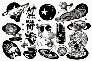 a man relaxing on a planet tattoo idea