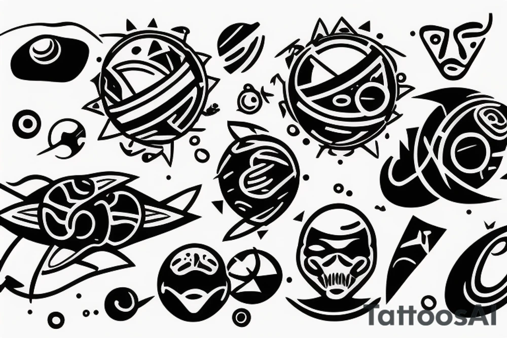 a man relaxing on a planet tattoo idea