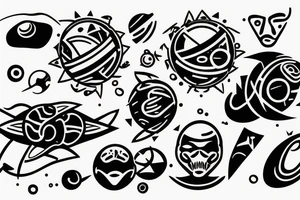 a man relaxing on a planet tattoo idea