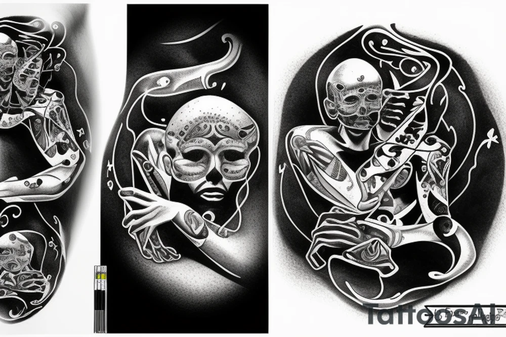 a man relaxing on a planet tattoo idea