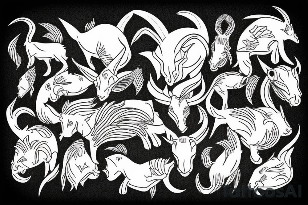 half goat, half fish tattoo idea
