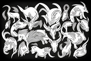 half goat, half fish tattoo idea