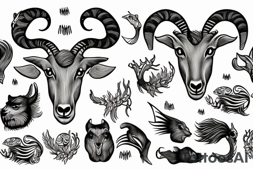 half goat, half fish tattoo idea