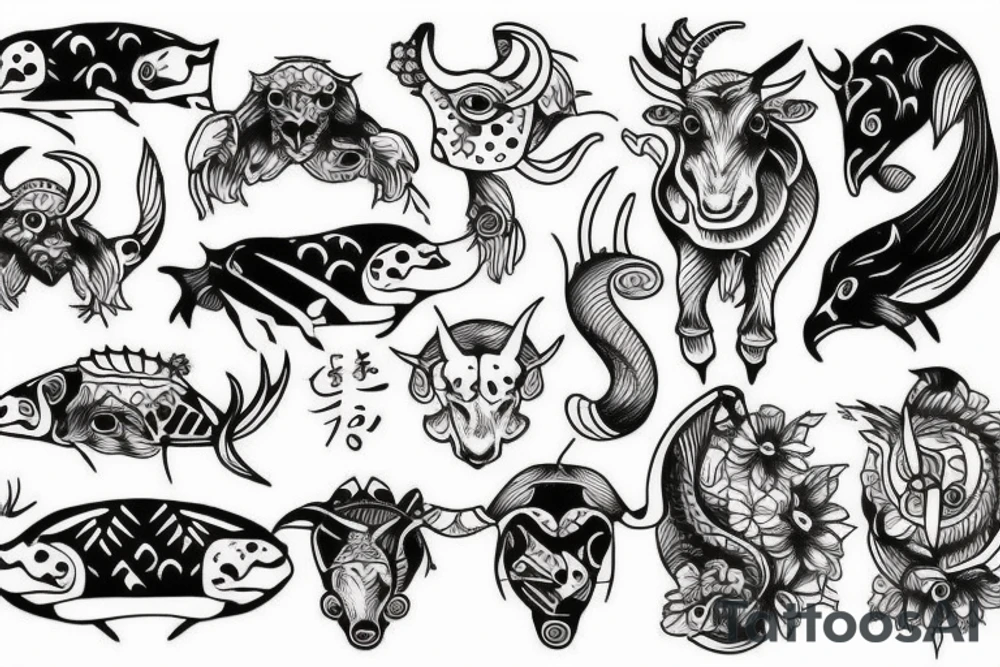 half goat, half fish tattoo idea
