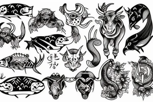 half goat, half fish tattoo idea