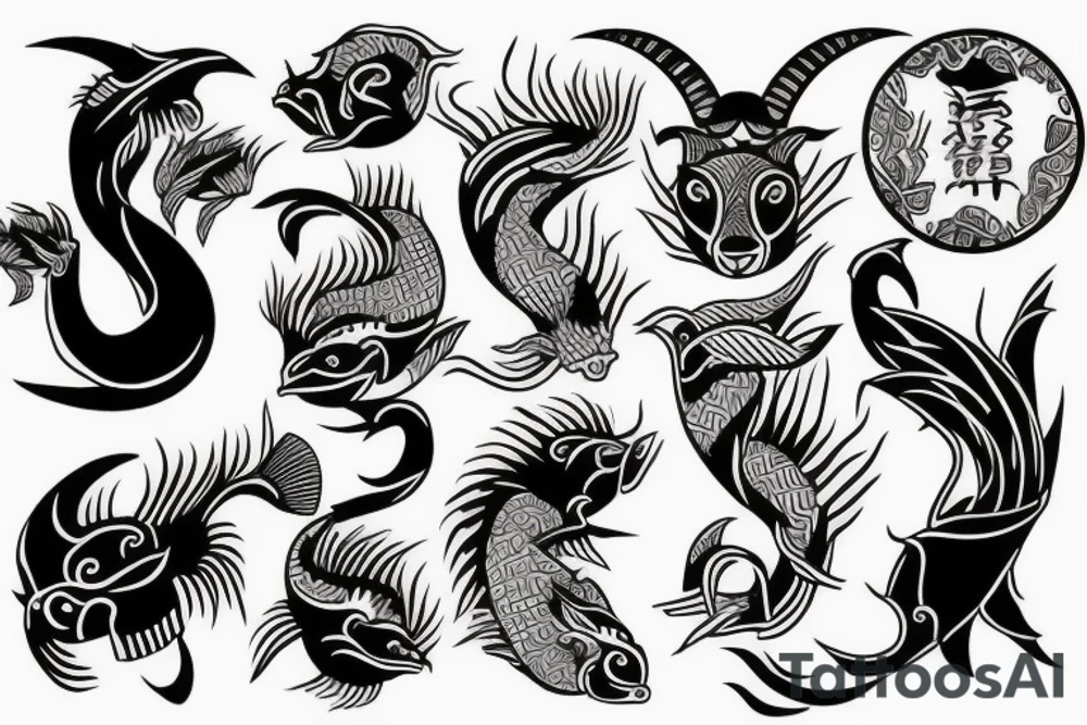 half goat, half fish tattoo idea