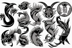 half goat, half fish tattoo idea