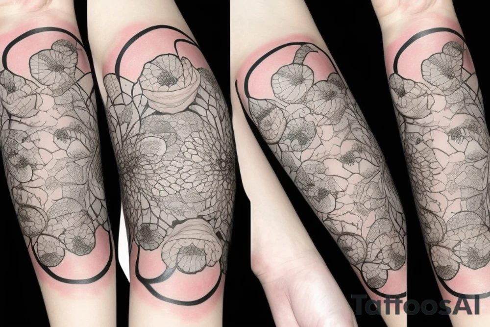 A poppy flower with a large map back drop tattoo idea