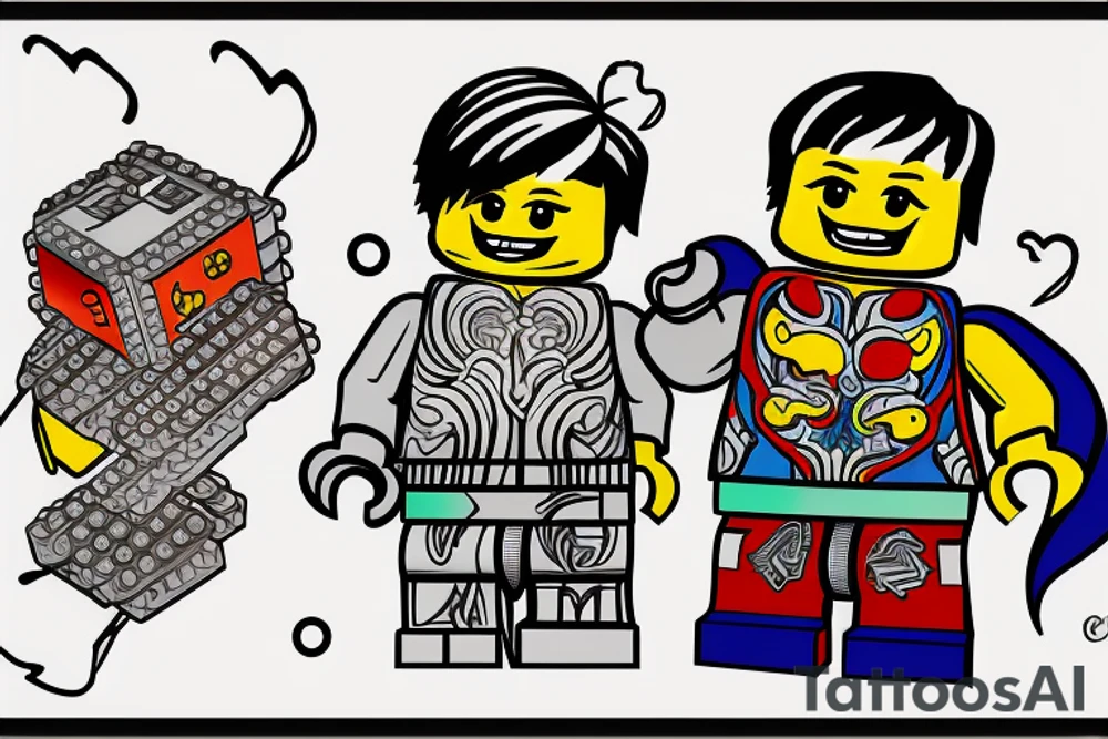 Couple tattoo. 2 lego blocks that fit into each other. One for each person. tattoo idea