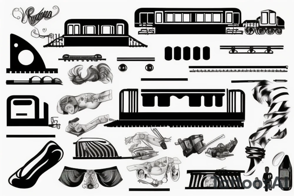 Train on tracks tattoo idea