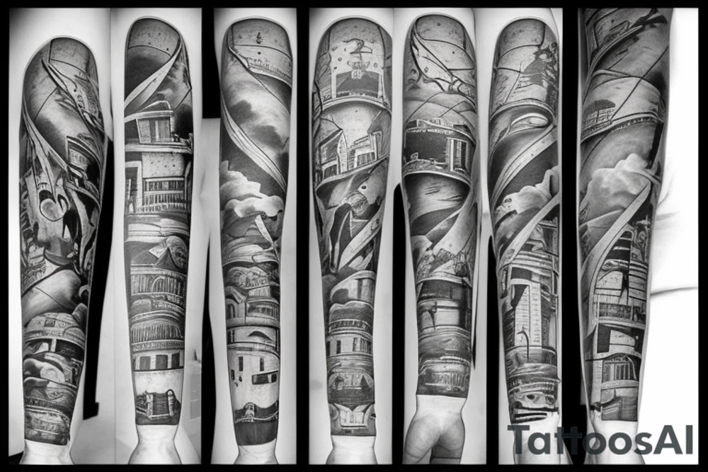 Train on tracks tattoo idea