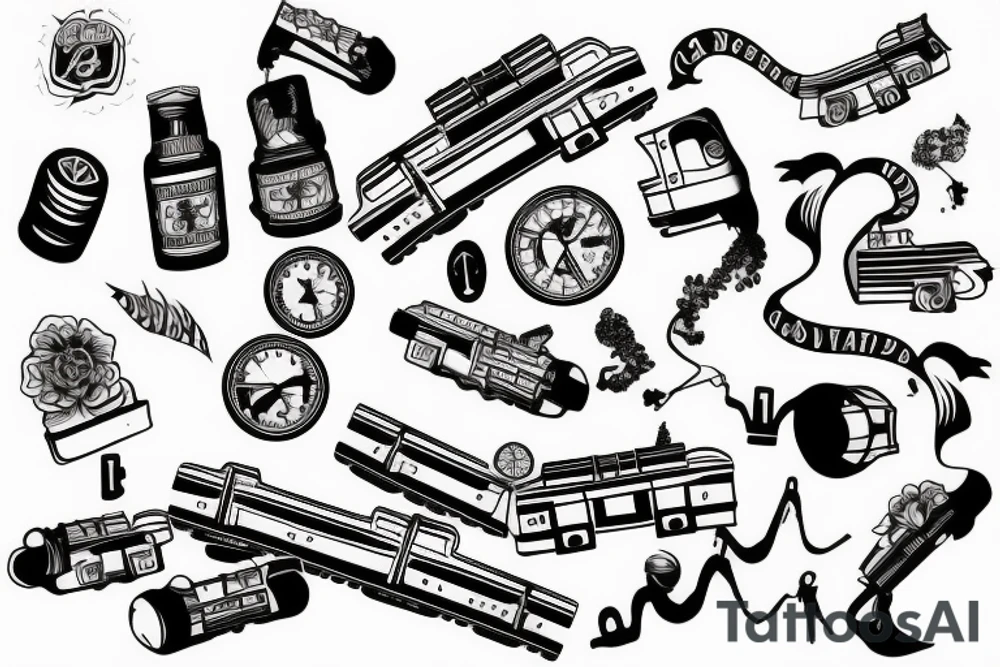 Train on tracks tattoo idea