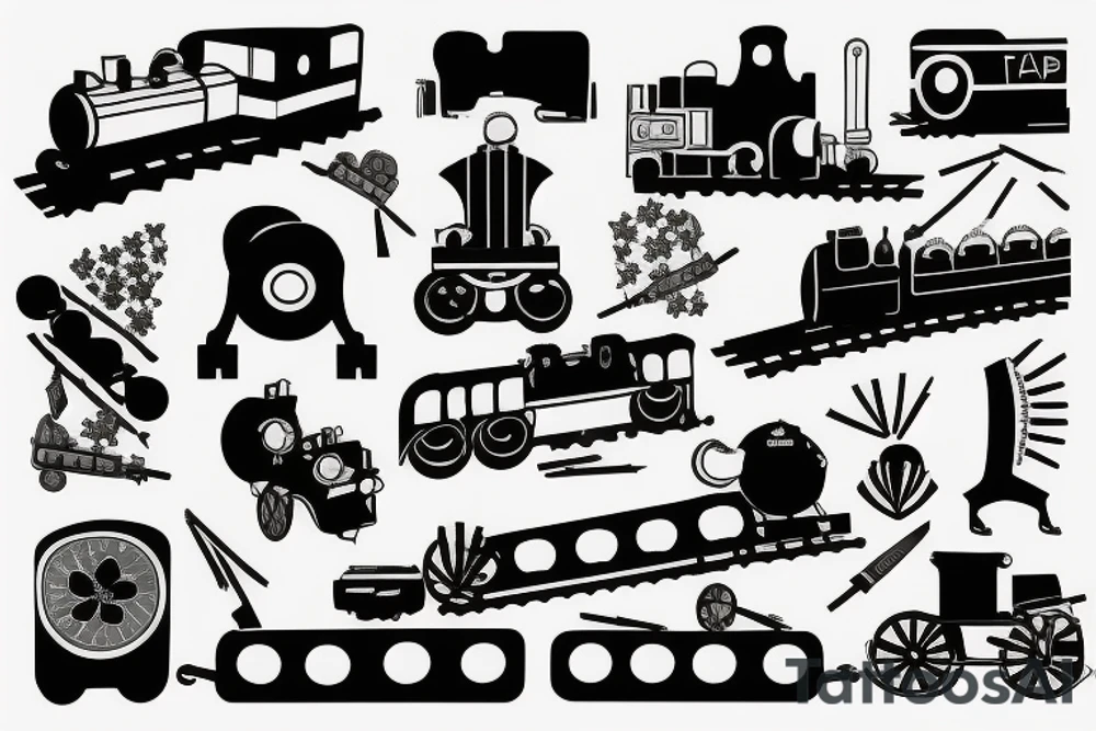 Train on tracks tattoo idea