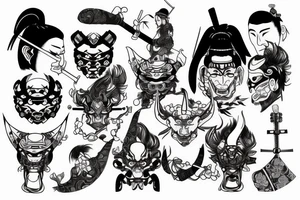 Japan, samurai, hanniya, gosts tattoo idea