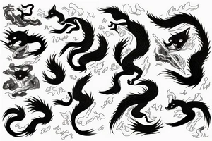 nine tailed fox leaping forward holding katana tattoo idea