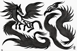 nine tailed fox leaping forward holding katana tattoo idea