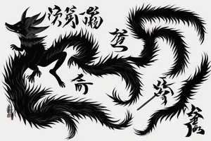 nine tailed fox leaping forward holding katana tattoo idea
