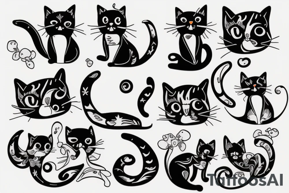 tattoo of a cat to print on a girl's back tattoo idea
