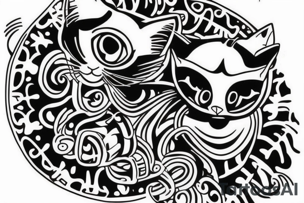 tattoo of a cat to print on a girl's back tattoo idea