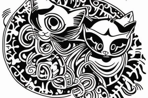 tattoo of a cat to print on a girl's back tattoo idea