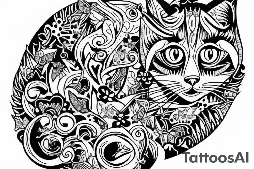 tattoo of a cat to print on a girl's back tattoo idea