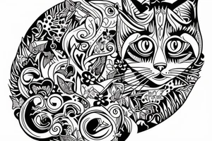 tattoo of a cat to print on a girl's back tattoo idea