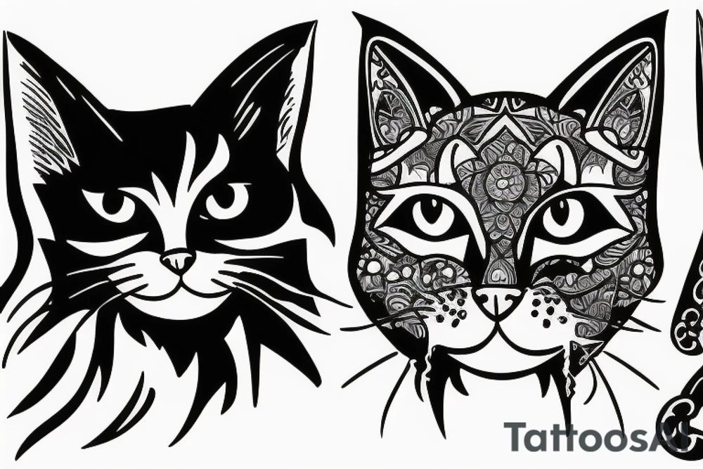 tattoo of a cat to print on a girl's back tattoo idea