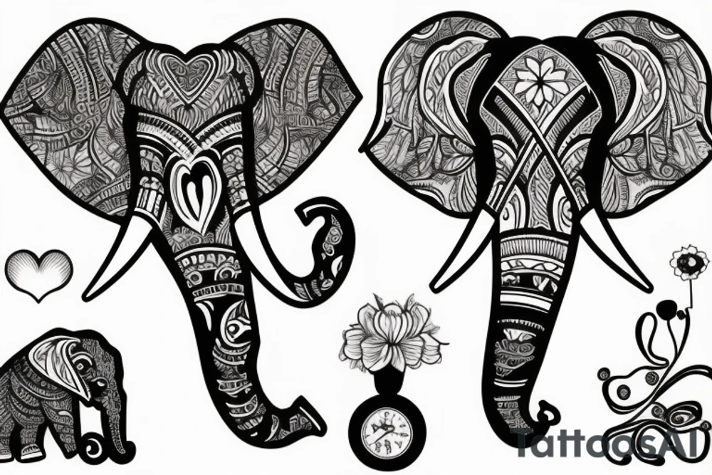 heart, hand, elephant tattoo idea