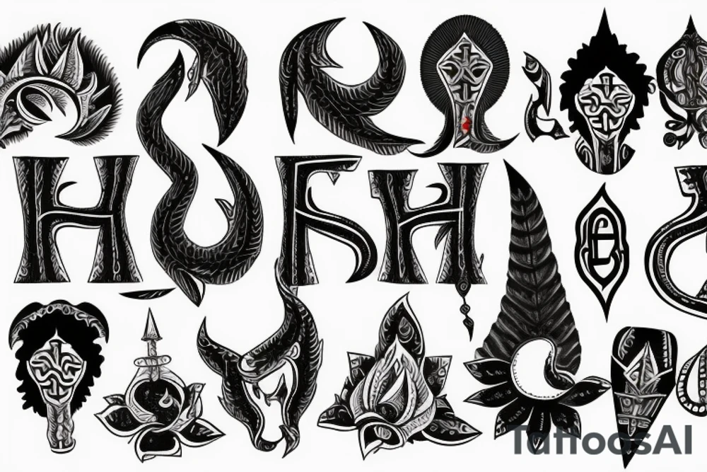 names with trishul and gada tattoo idea