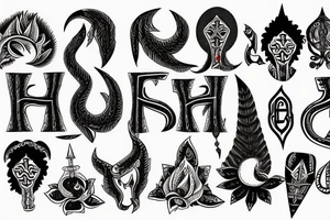 names with trishul and gada tattoo idea