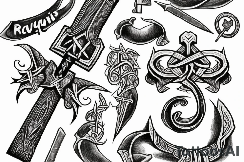 Inguz rune with a sword going through it tattoo idea