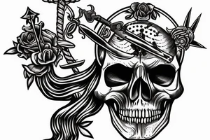 Skull with the British army crossed swords tattoo idea
