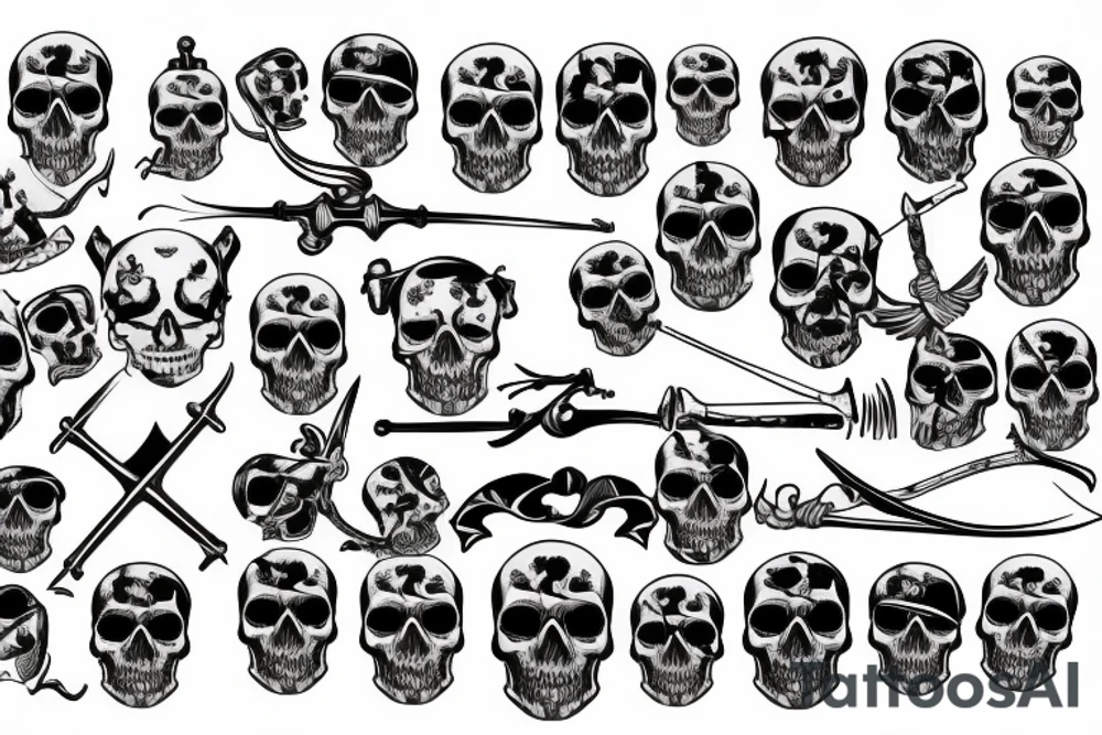 Skull with the British army crossed swords tattoo idea