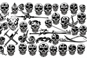 Skull with the British army crossed swords tattoo idea